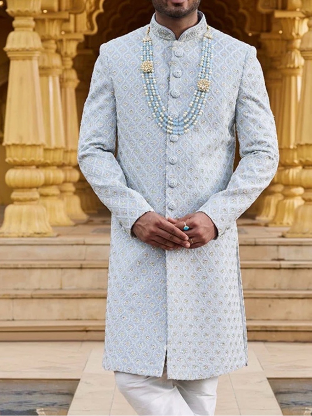 Embroidered silk Men’s Indian sherwani - Classic Formal Wear - NEW NEVER WORN